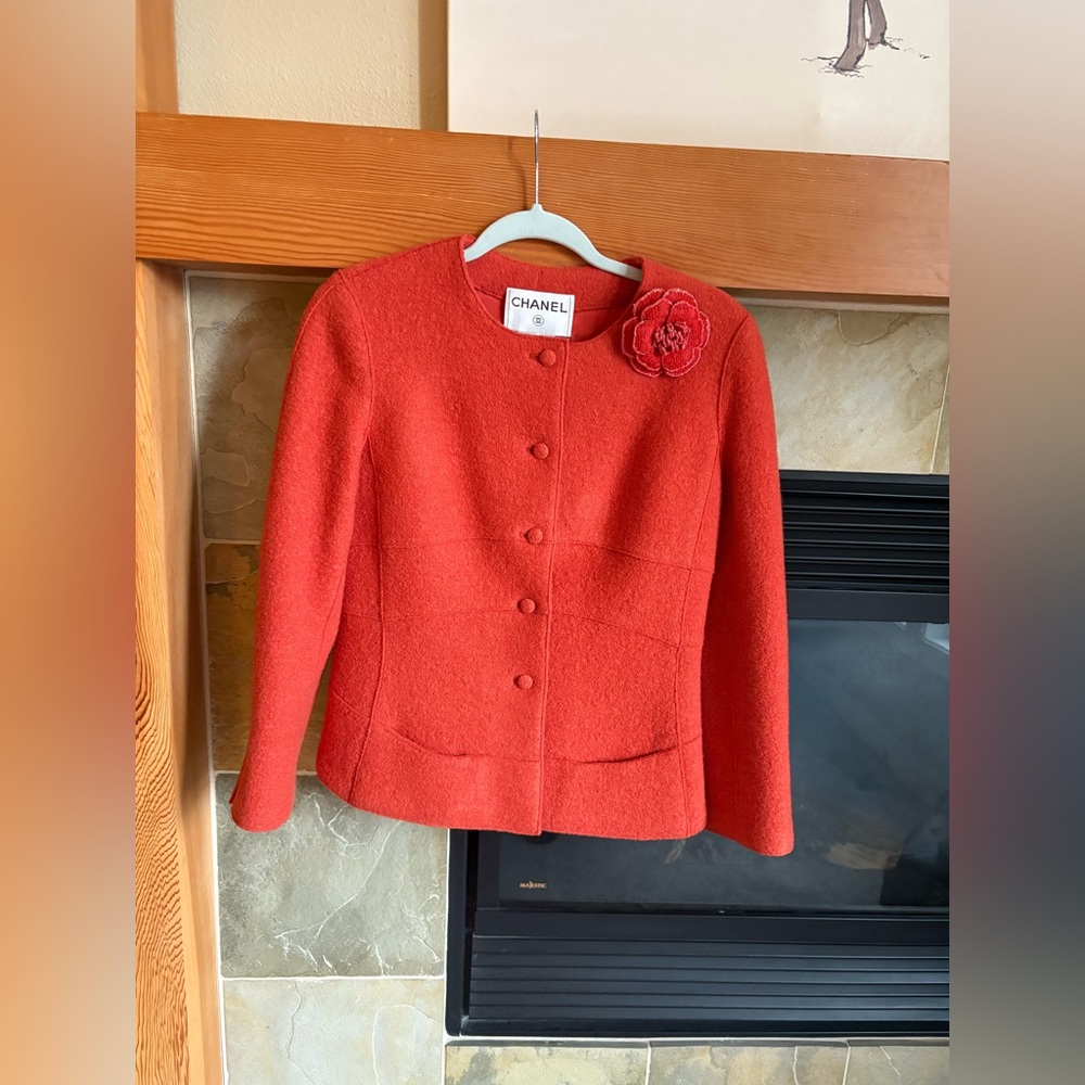 Chanel Wool Blazer with Floral pin